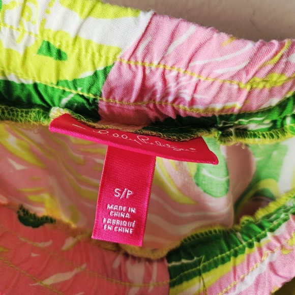 Lilly Pulitzer Fan Dance Palazzo Pants Size S Tropical Colorful Flamingo Bamboo - Picture 4 of 4